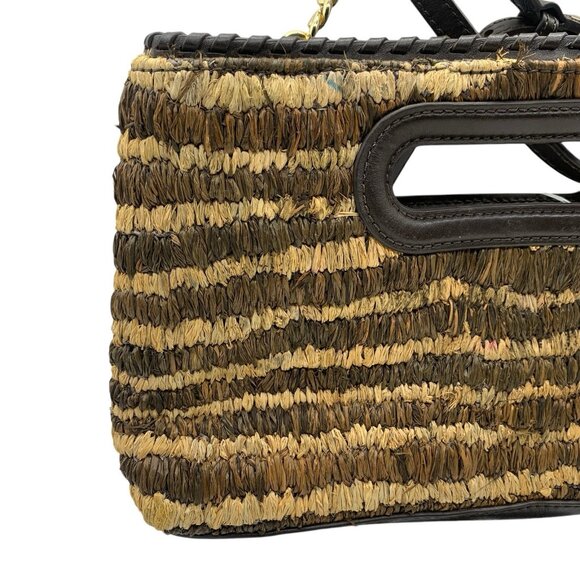 Michael Kors Straw Rosalie Leather Trim Small Crossbody Clutch Bag Purse - Picture 6 of 12